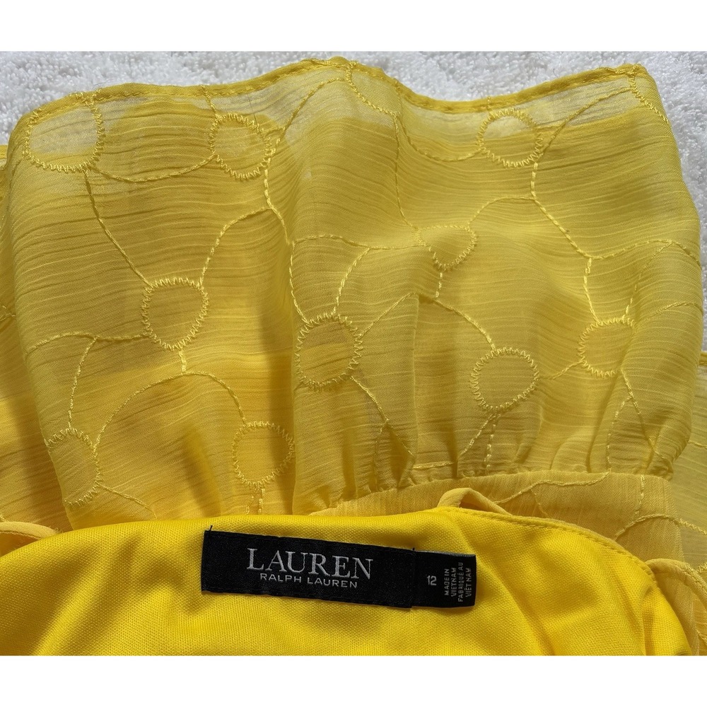 Lauren Ralph Lauren Women's Yellow Size 12 Sundress Mid Length Black Label 528 - Picture 3 of 7